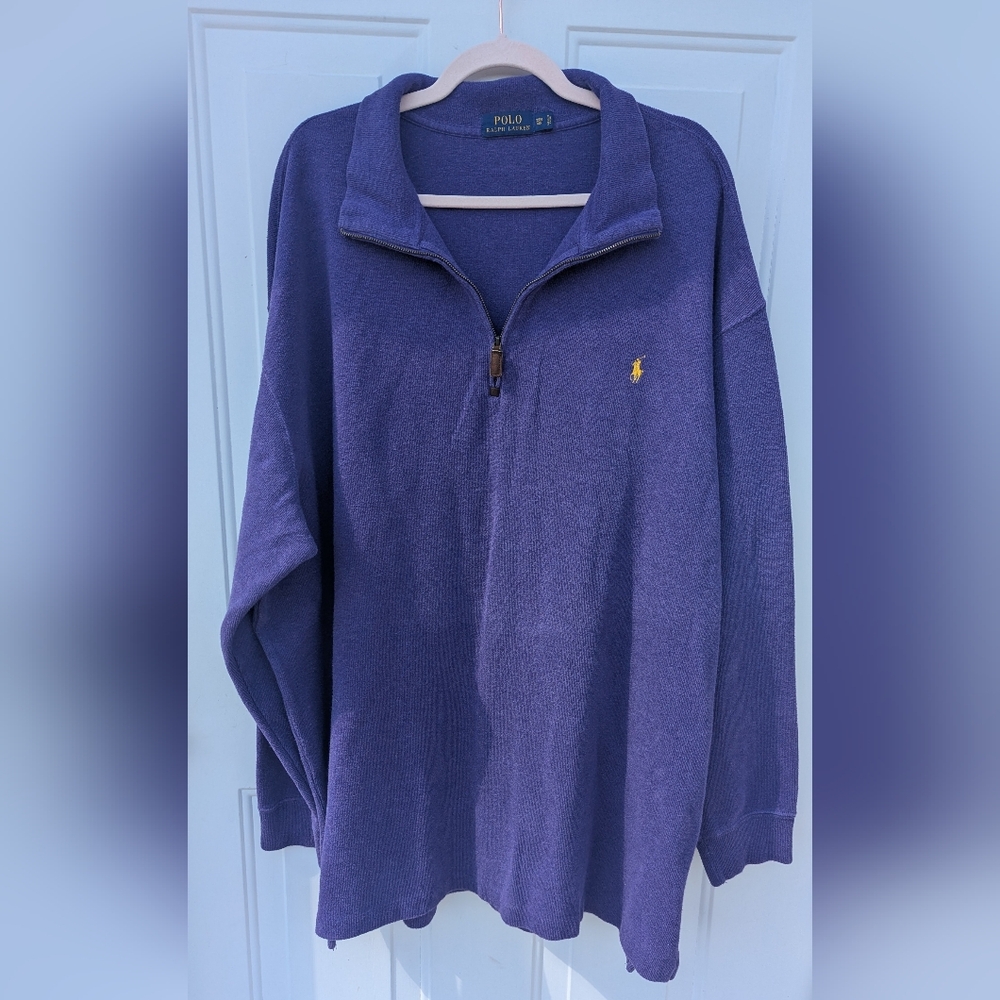 Polo Ralph Lauren Purple Quarter-Zip Sweater 3XB Men's Green Label 100% Cotton